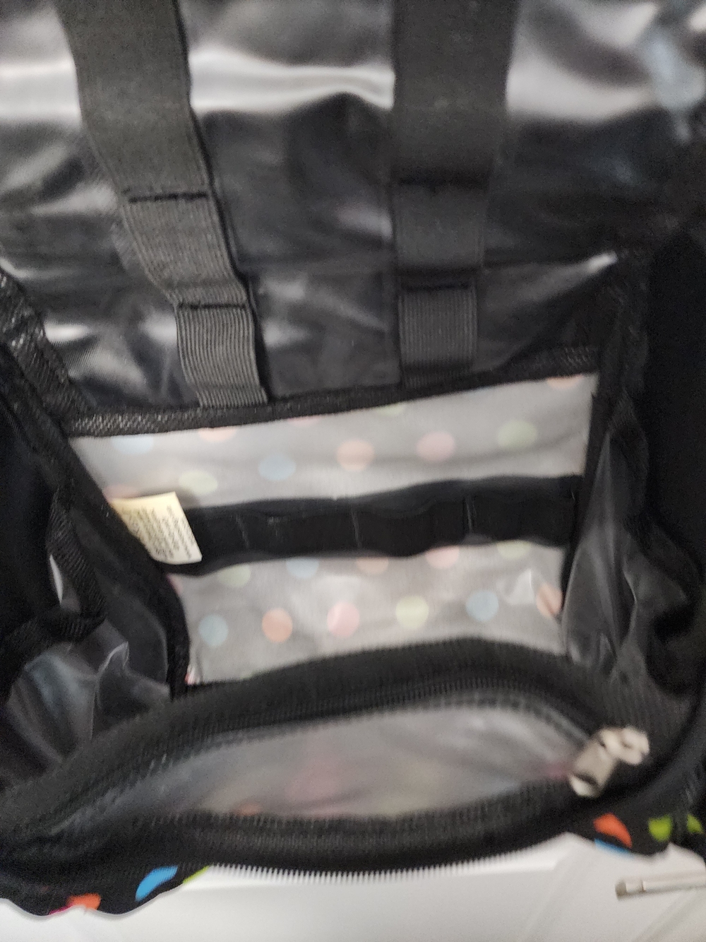 5/$30 Black Polka Dot Hanging Travel Toiletry Bag - Picture 4 of 7